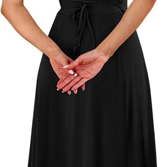 Summer Dresses for Women 2025 Midi Maxi Dress Elegant Classy Ruffle Sleeve Tie B - Picture 2 of 4